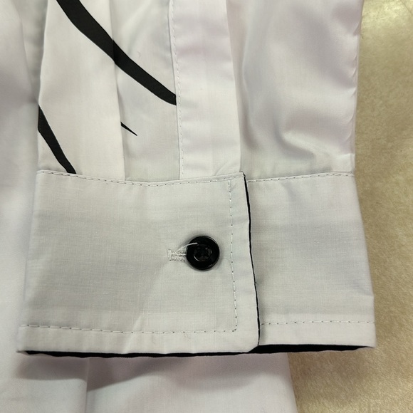 Jeansian White Black Lion Print Long-sleeved Button Up Casual Dressy Shirt L - Picture 6 of 8